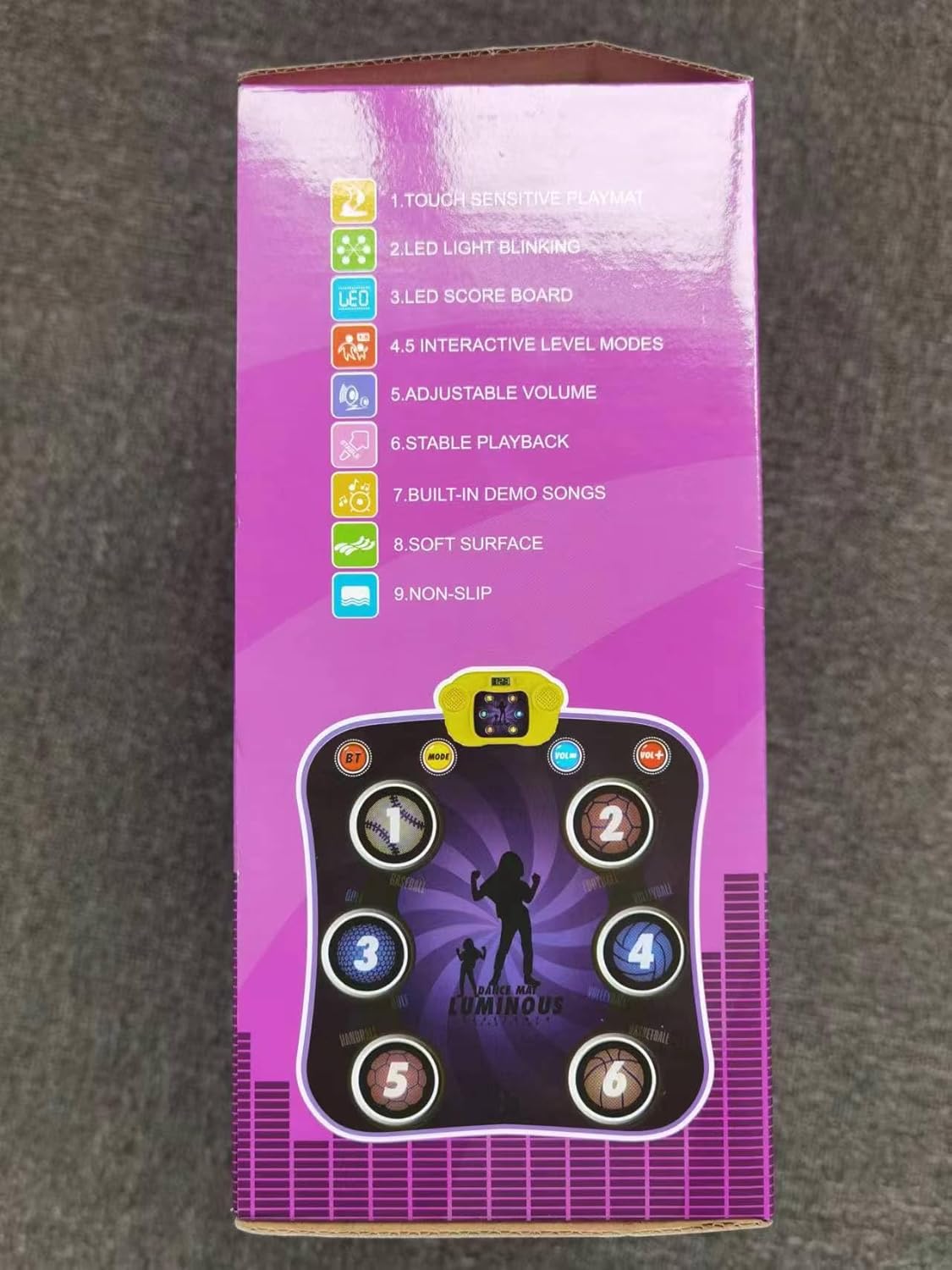 Tapetes de baile para niños de 3 a 12 años, almohadilla de baile con 6 botones iluminados, tapete de juego de baile musical con 5 modos de juego,