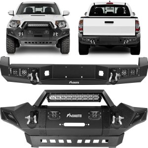 FINDAUTO Combo de parachoques delantero y trasero para Toyota Tacoma 2005-2015 para Toyota Tacoma mejorado con textura negra Rock Crawler FINDAUTO Combo de parachoques delantero y trasero para Toyota Tacoma 2005-2015 para Toyota Tacoma mejorado con textura negra Rock Crawler