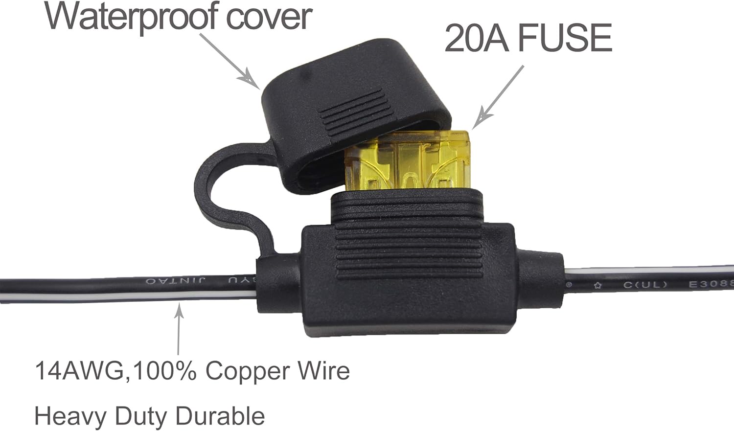 Cable de extensión de 10 pies  10.0 ft 14 AWG con abrazadera de batería de 12 V24 V clip de batería y adaptador para encendedor de cigarrillos