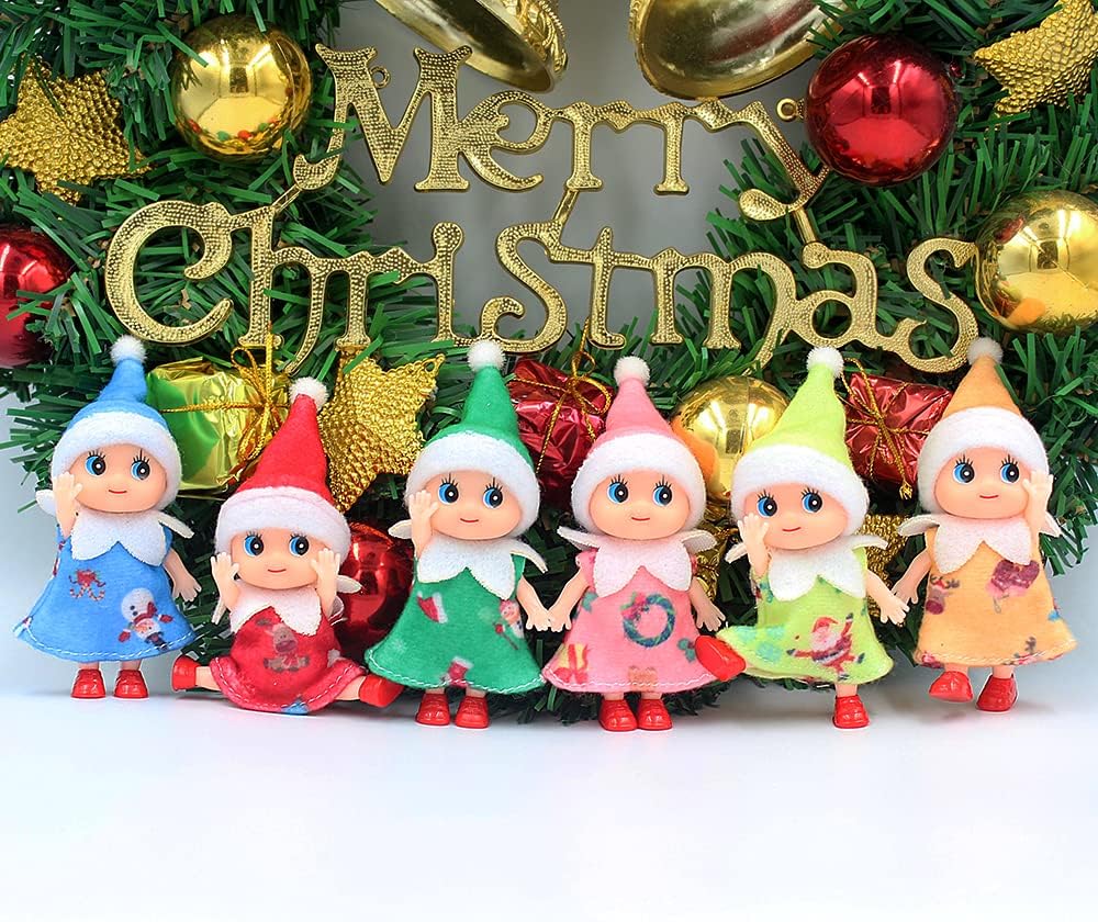 Pequeña decoración de muñeco elfo de Navidad  Regalo para bebé recién nacido  Muñecas de elfo para niña y niño (vestido rosa)