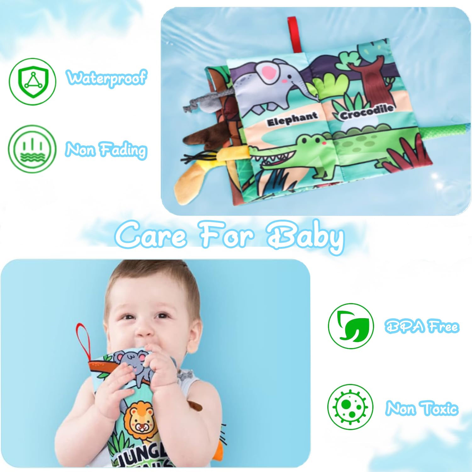 BLF FUN 2 libros suaves para bebés de 0 a 6 meses, juguetes sensoriales para bebés con sensación táctil  Regalos para baby shower, rellenos de
