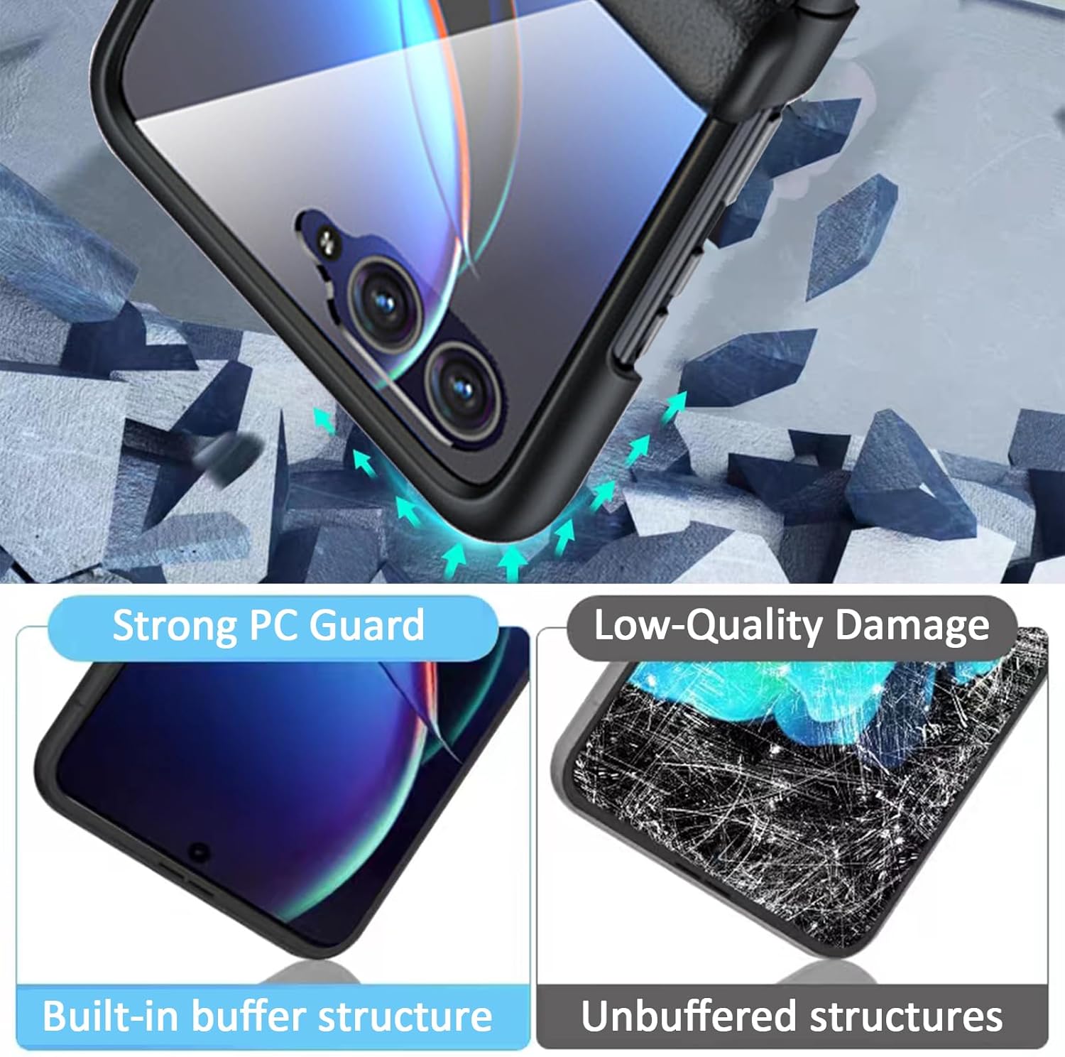 NINKI Funda con tapa compatible con Motorola Razr Plus 2023 con protector de pantalla, transparente para Motorola Razr 40 Ultra, funda protectora a