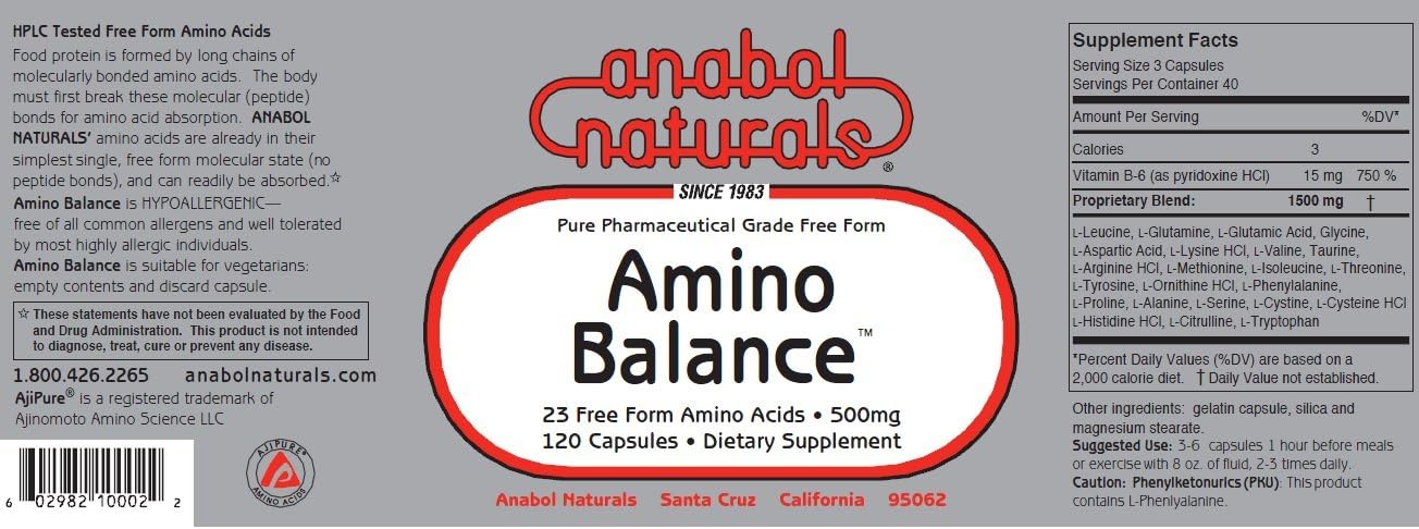 Anabol Naturals Pila de energía Amino Balance 120 cápsulas y Creapure Creatine 120 caps