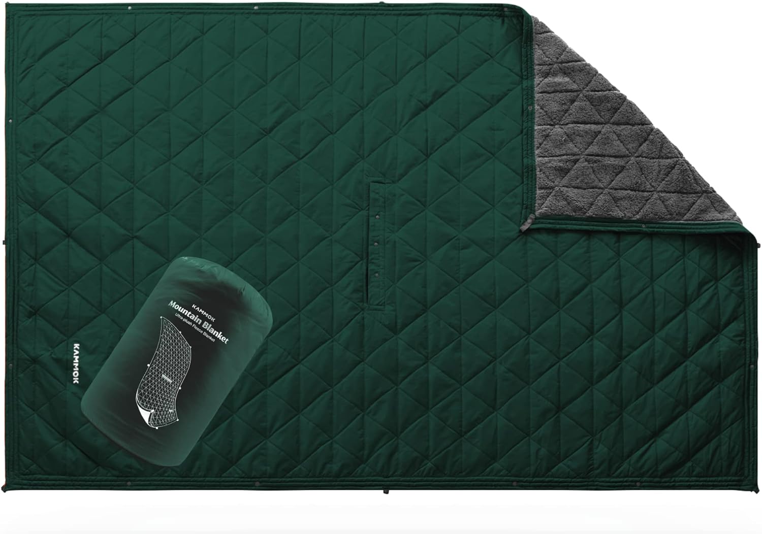 KAMMOK Manta de montaña  Forro polar ultra afelpado, resistente al agua, portátil, duradera, para interiores y exteriores (84 x 50 pulgadas), color