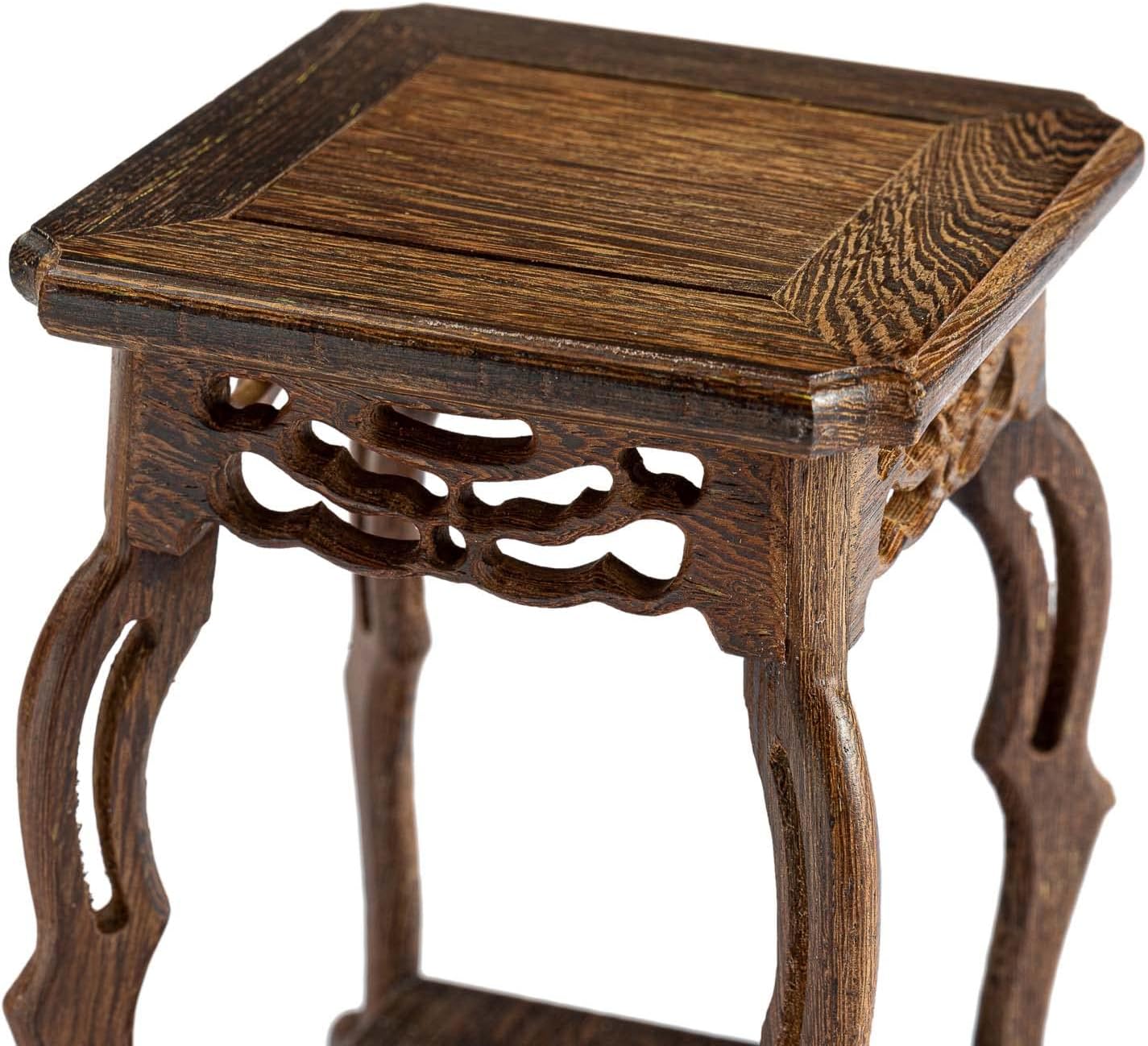 THY COLLECTIBLES Hermoso soporte de jarrón oriental de palisandro artesanal para jarrones y plantas pequeños (5 pulgadas de largo x 5 pulgadas de