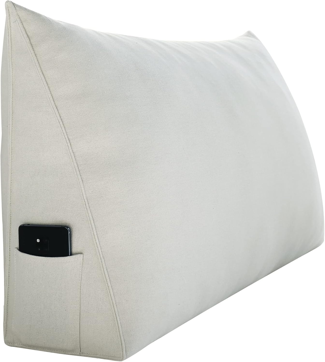 Johnear Almohada triangular para cabecero, almohada de cuña de algodón y lino, almohada grande para respaldo de lectura para sofá cama, soporte