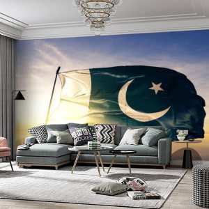 Papel pintado mural adhesivo de la bandera paquistaní paquistaní tela textil de tela ondeando en la parte superior del amanecer autoadhesivo, Papel pintado mural adhesivo de la bandera paquistaní paquistaní tela textil de tela ondeando en la parte superior del amanecer autoadhesivo,