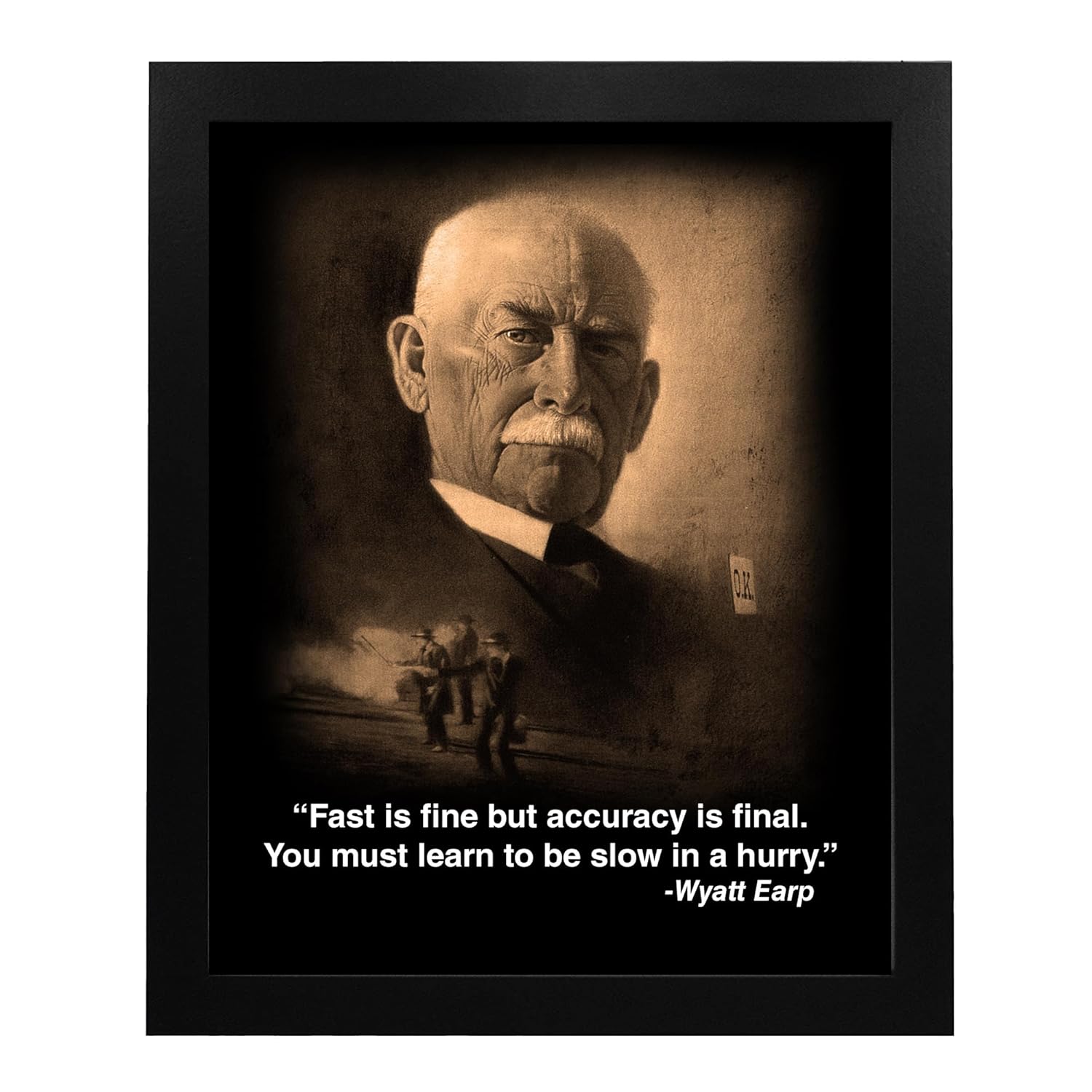 Fast Is Fine – Motivational Wall Art Print, Funny Wyatt Earp Quotes Wall Decor Print. Wall Art For Home Decor, Office Decor, Bar Decor, Man Cave