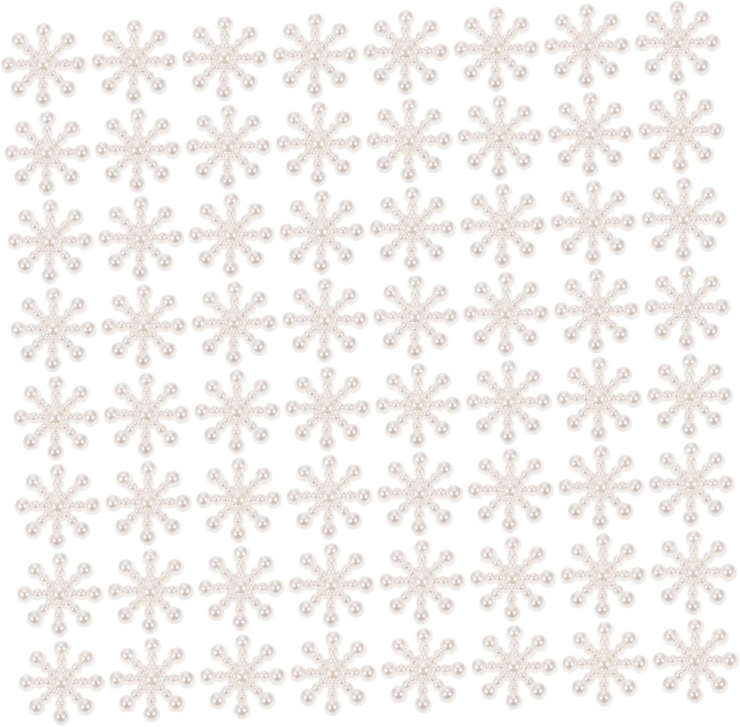 NOLITOY 2pcs 1 Christmas Decoration Snowflakes Artificial Flatback Pearl Snowflake Beaded Snowflake Charms Round Mini Christmas Tree Ornaments