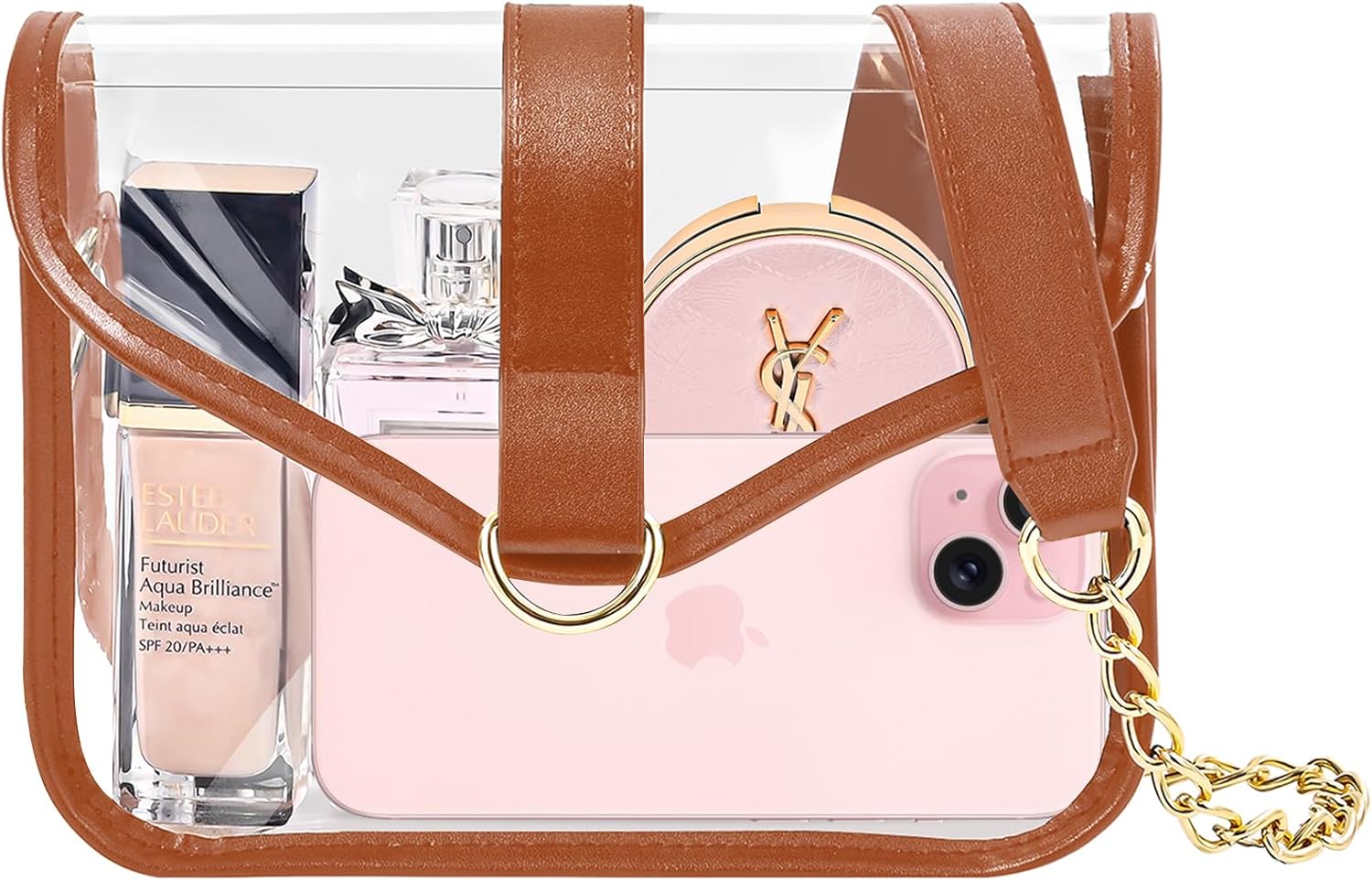 ProCase Bonito bolso transparente aprobado para mujeres y mujeres, bolso cruzado transparente con correa para el hombro, bolso para conciertos,