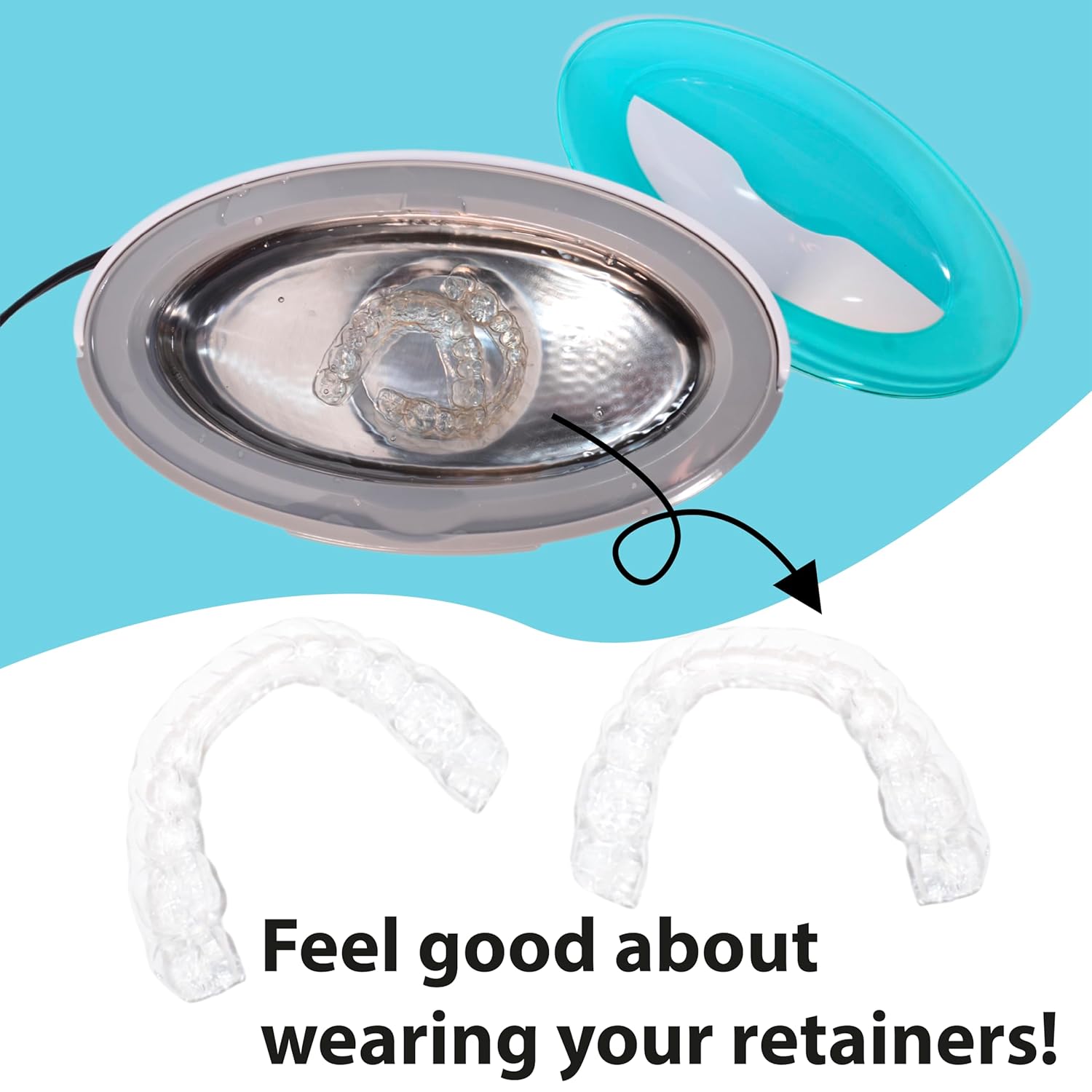 Máquina limpiadora ultrasónica de retenedores  Perfecto para dentaduras, protectores bucales y joyas  Fácil de llenar y descargar con tanque