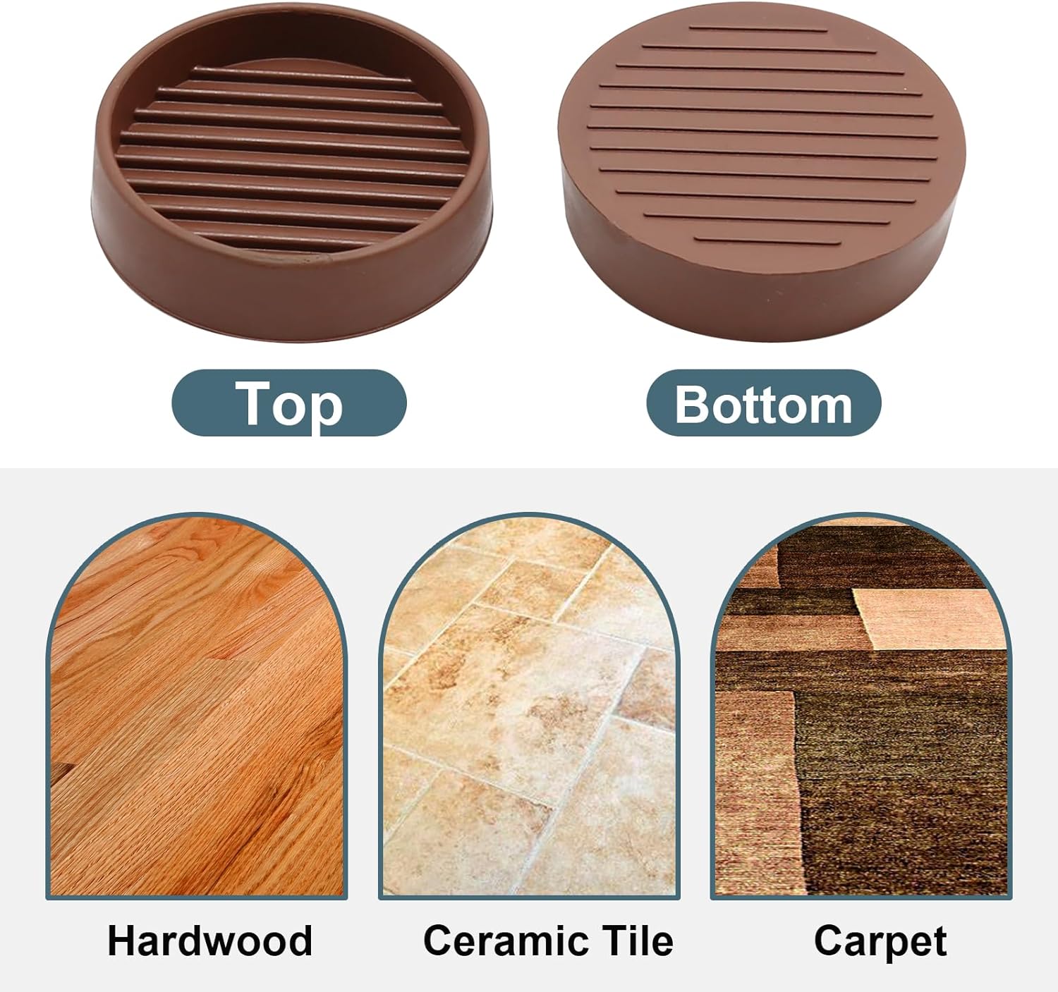 Posavasos para patas de muebles, 8 unidades, 2 x 2 pulgadas, redondos, de goma, para muebles, almohadillas antideslizantes, protectores de patas de