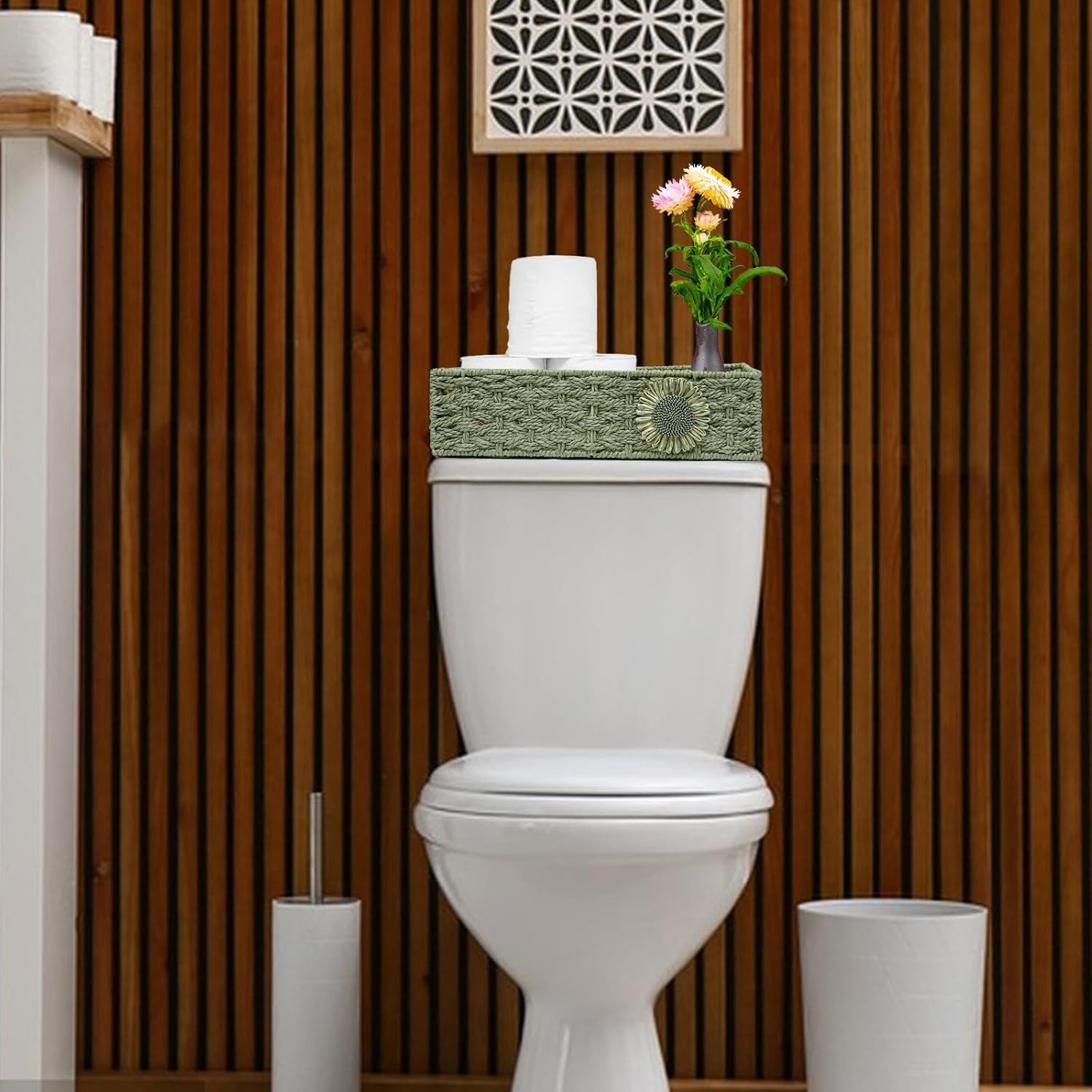 Cesta de papel higiénico para cesta de baño para organizar bandeja de baño para mostrador, cesta de almacenamiento para organizador de baño, color