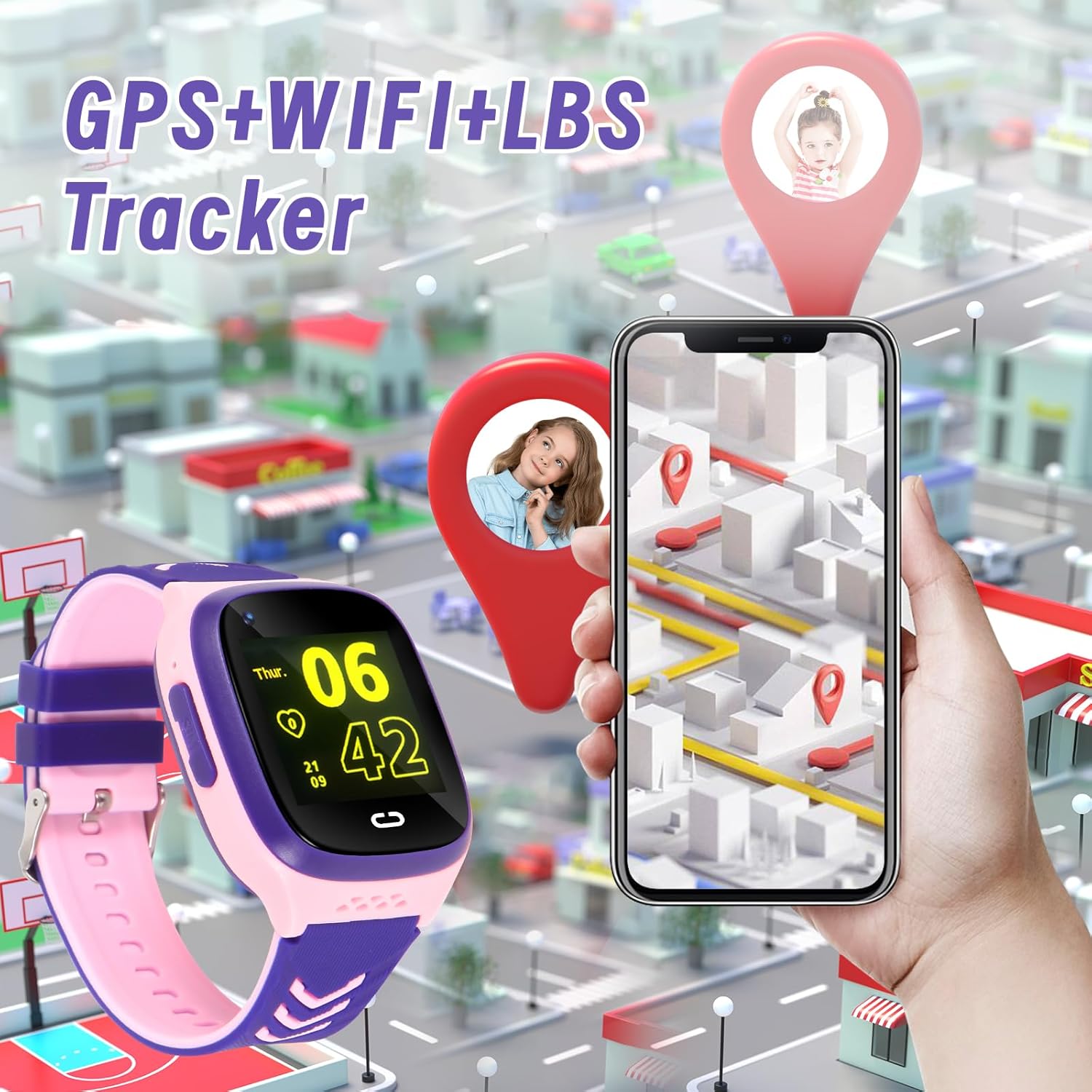 wsgpxtybb Reloj inteligente 4G para niños con rastreador GPS, reloj inteligente para niños con videollamada, chat de voz, cámara SOS, reloj