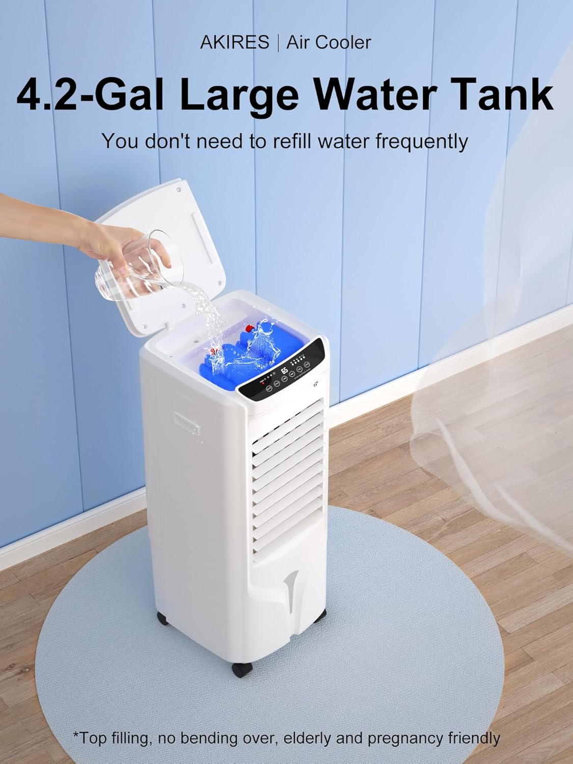 Swamp Cooler, enfriador de aire evaporativo de 1800 CFM portátil con tanque de agua de 4.2 galones, 4 paquetes de hielo, oscilación de 100,