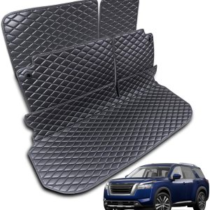 Alfombrilla para maletero para Nissan Pathfinder 2022-2024 (2 fila con asiento de banco) y alfombrilla para respaldo trasero 2 y 3 fila (5 unidades) Alfombrilla para maletero para Nissan Pathfinder 2022-2024 (2 fila con asiento de banco) y alfombrilla para respaldo trasero 2 y 3 fila (5 unidades)