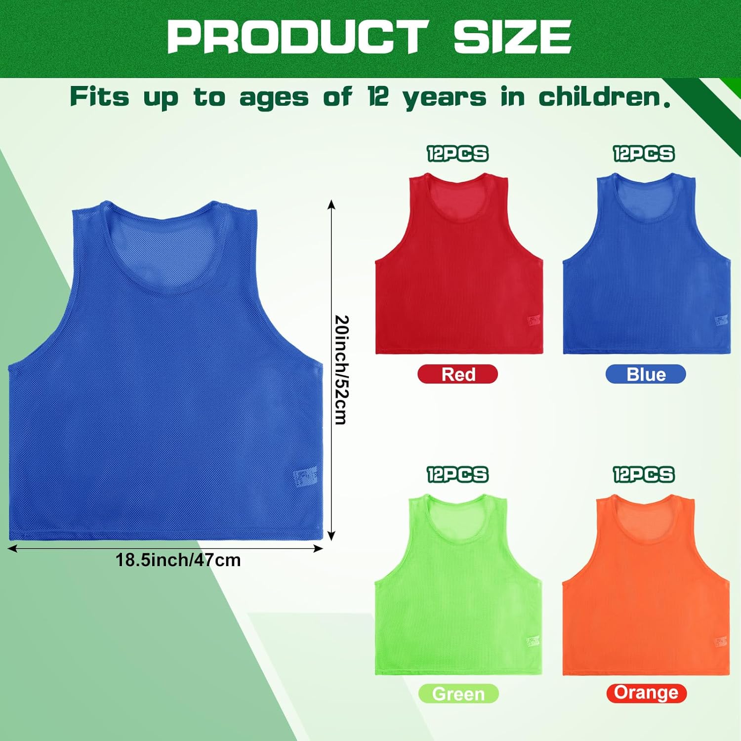 48 piezas de camisetas deportivas juveniles de fútbol para practicar baloncesto, 4 colores, 4 equipos para entrenamiento de equipo de fútbol,