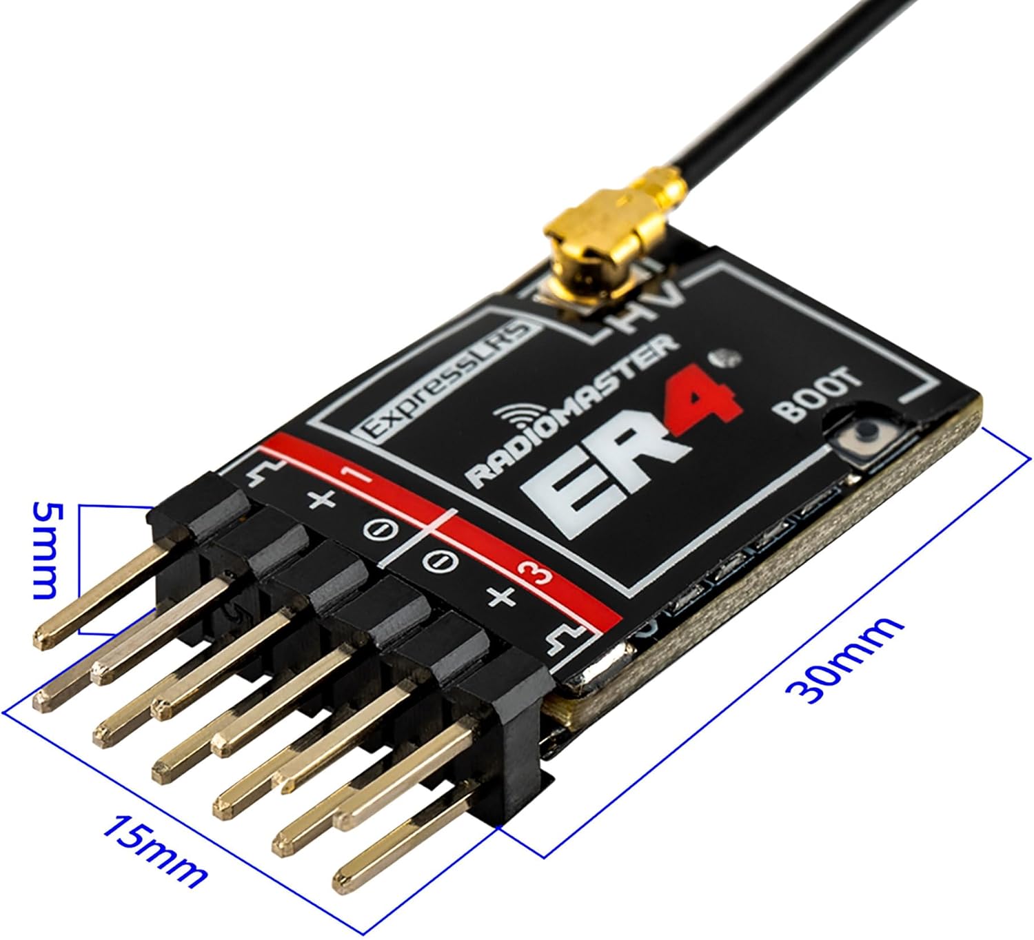 Speedybee RadioMaster ER4 ELRS PWM Receptor 2.4GHz 4Ch ExpressLRS Receptor Nano Módulo para Vehículos RC