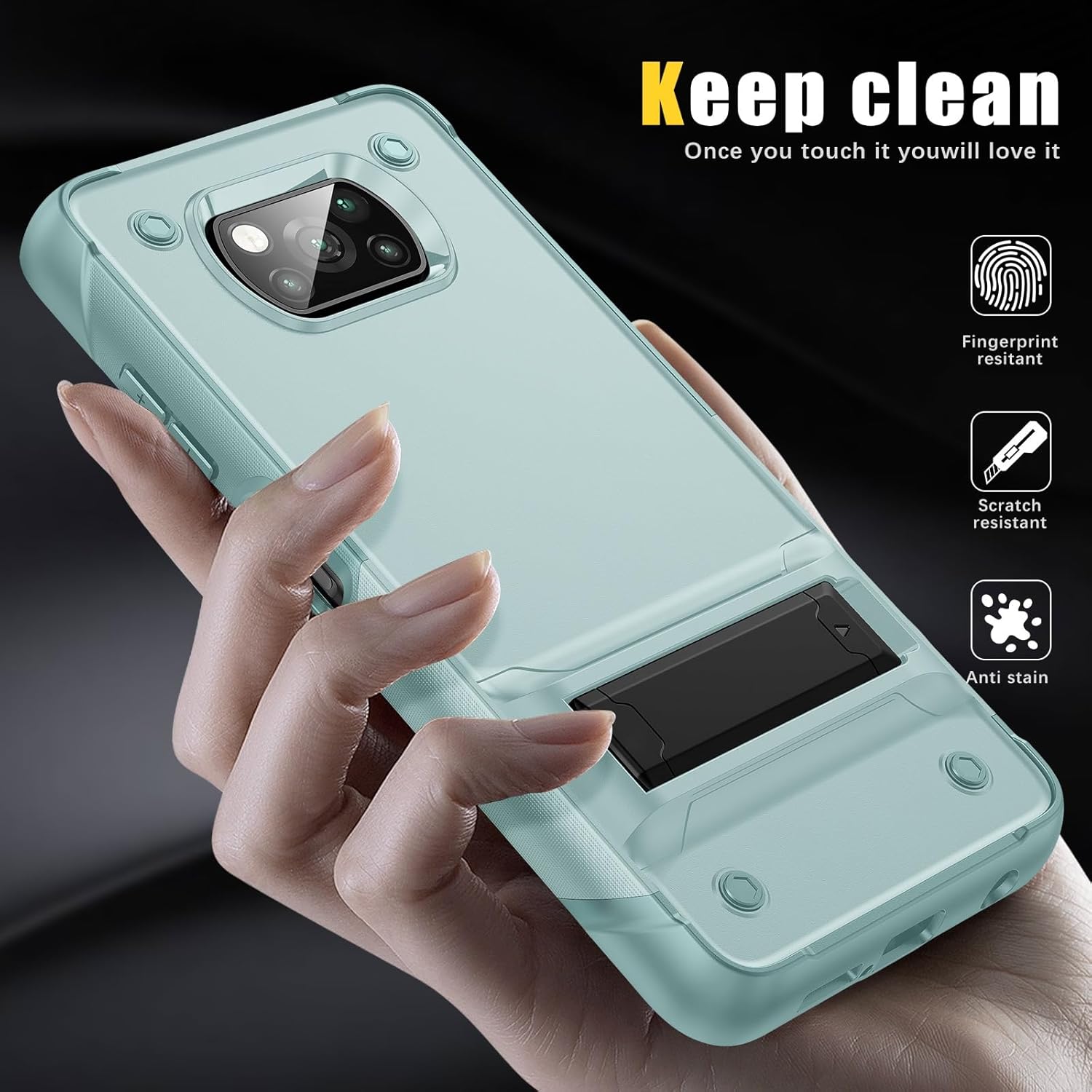 Funda protectora militar compatible con Xiaomi Poco X3 NFCPoco X3Poco X3 Pro con soporte, funda resistente de protección de cuerpo completo a prueba