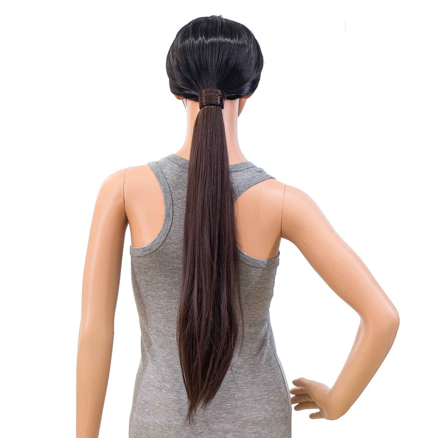 SWACC – Extensiones de pelo largo, lacio y ondulado, en forma de cola de caballo, extensiones de pelo sintético con clip para mujer