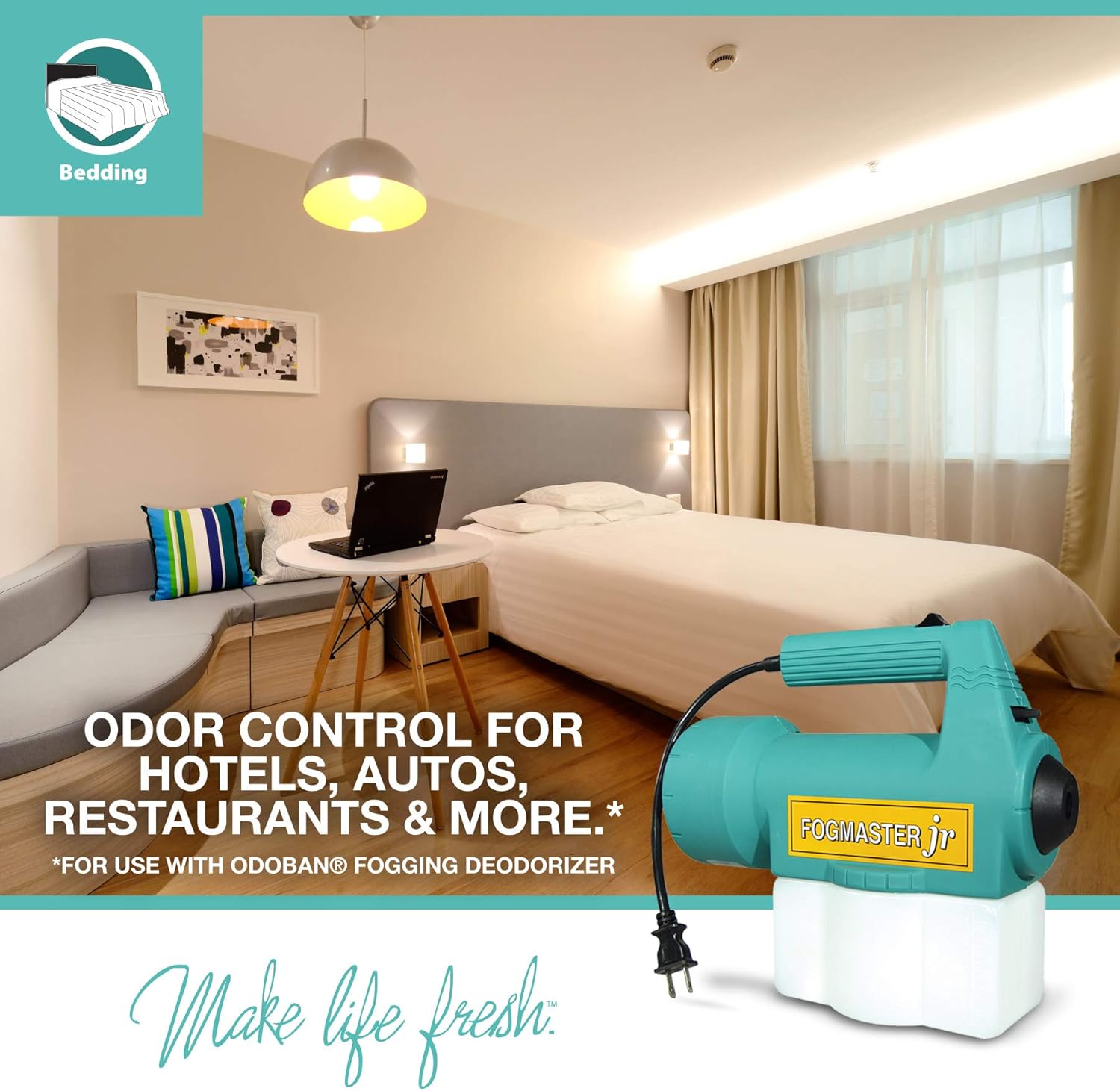 OdoBan Fogmaster Jr. – Nebulizador eléctrico de mano y ambientador líquido, 1 galón, aroma a cereza