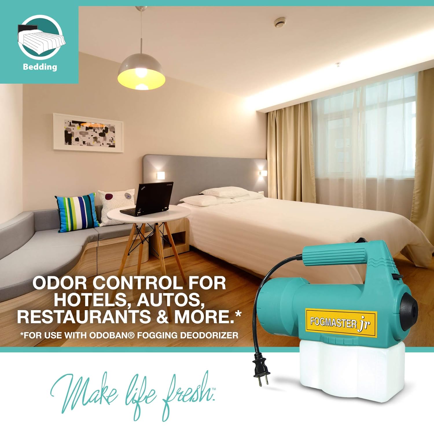 OdoBan Fogmaster Jr. – Nebulizador eléctrico de mano para control de olores y desodorización, verde azulado