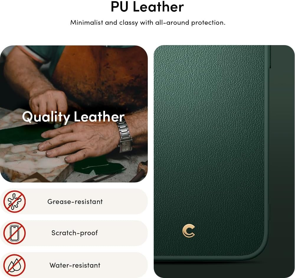 CYRILL Kajuk Mag – Funda de cuero compatible con iPhone 15 Pro (2023), funda de cuero vegano de alta calidad con forro protector de microfibra para