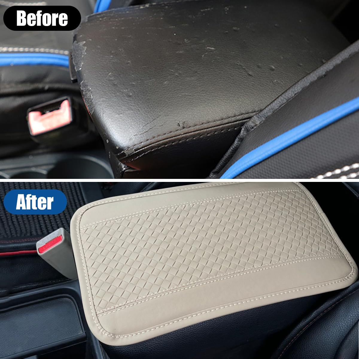 Almohadilla para consola central de automóvil, funda de cuero universal para caja de almacenamiento para reposabrazos, accesorios interiores de