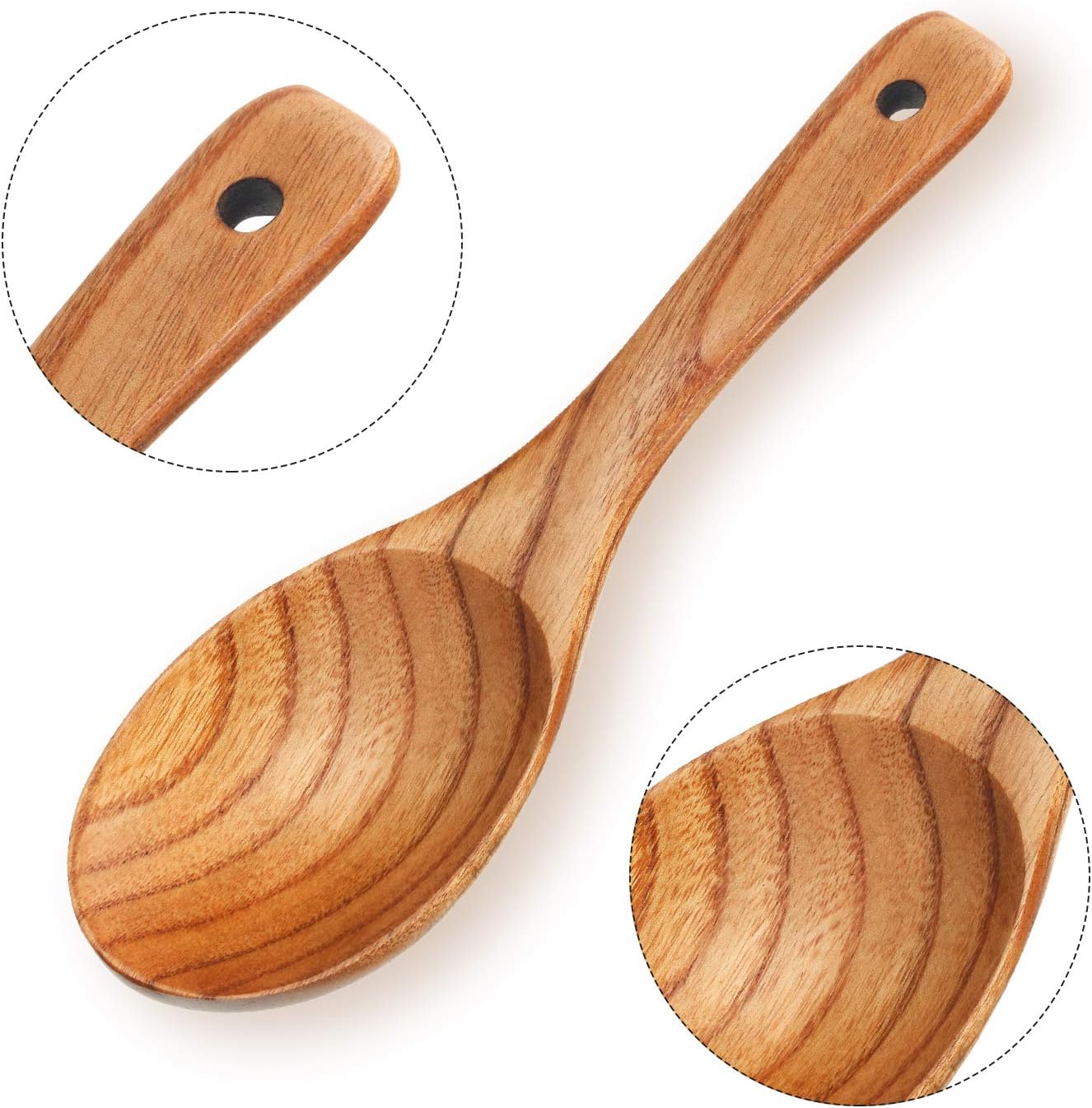 Juego de 4 cucharas de madera de 9 pulgadas para cocinar, servir ensalada, remover sopa, arroz, resistencia al calor antiadherente, fácil de usar