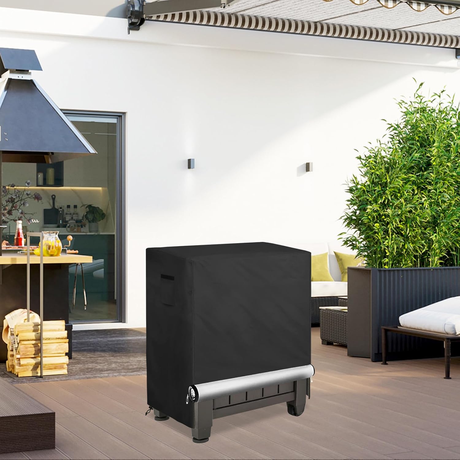Keter Unity – Funda de mesa de preparación al aire libre con cremallera dividida para carrito de mesa portátil pequeño para parrilla, resistente al