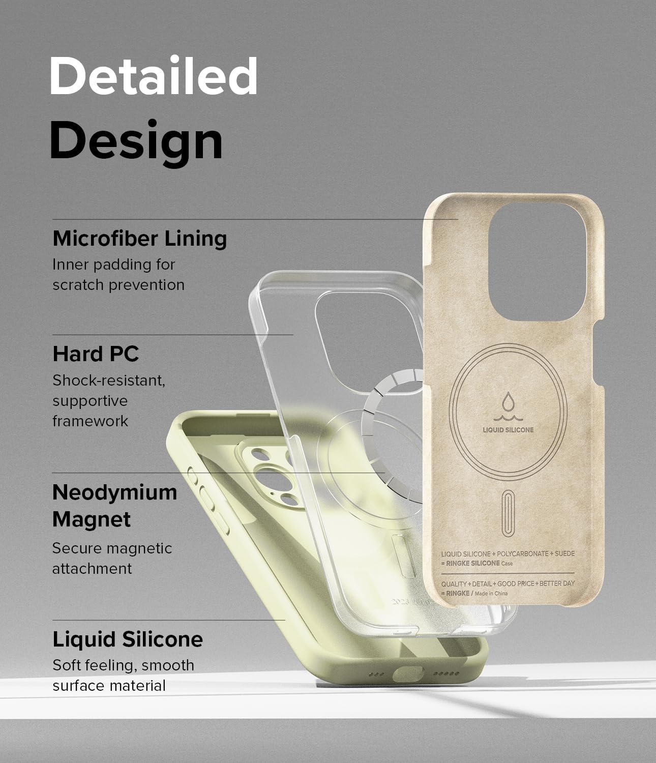 Ringke Funda magnética de silicona compatible con MagSafe diseñada para iPhone 15 Pro Max, se siente aterciopelada, ligera, delgada, linda, suave,