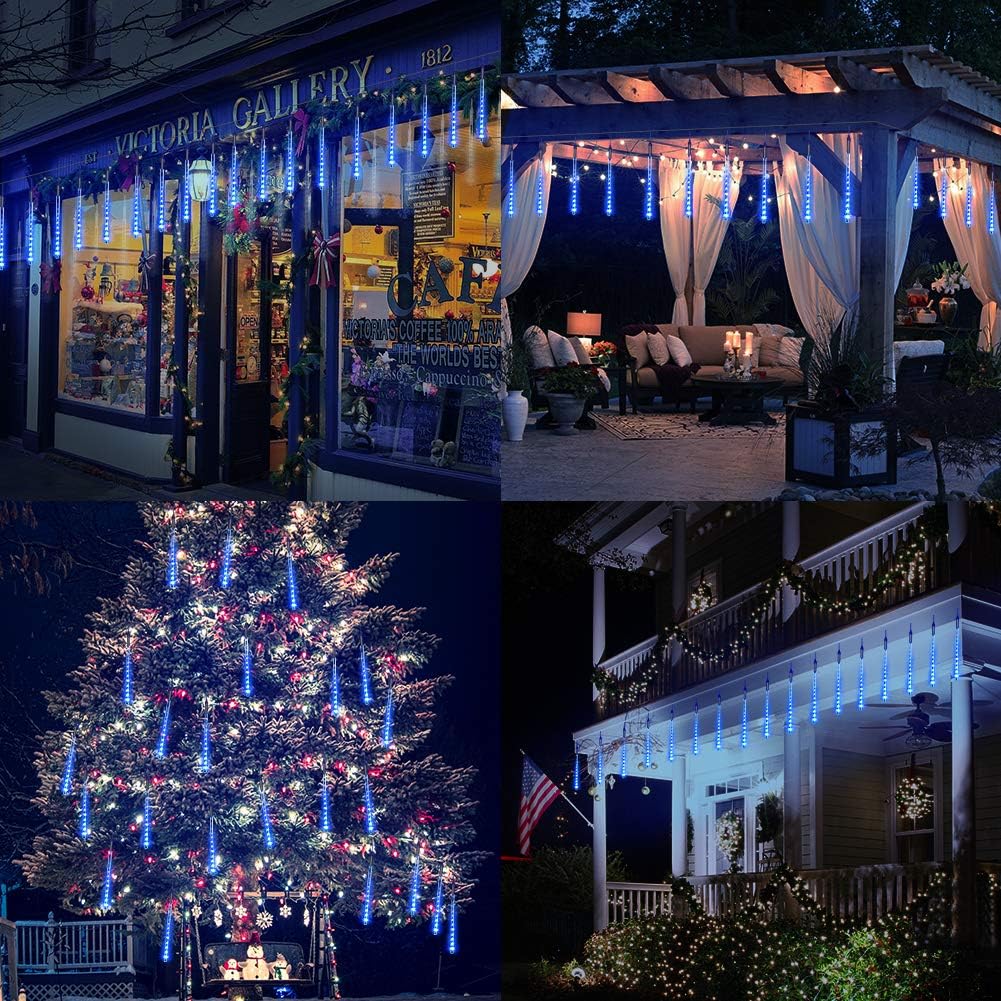 JJGoo Luces de Navidad de lluvia de meteoritos, 10 tubos de 20 pulgadas, 360 luces LED de carámbano, luces de lluvia al aire libre para Navidad,