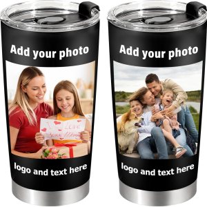 Vaso de café personalizado con texto de imagen, vaso de café aislado de acero inoxidable personalizado de 20 onzas, regalos personalizados para el Vaso de café personalizado con texto de imagen, vaso de café aislado de acero inoxidable personalizado de 20 onzas, regalos personalizados para el