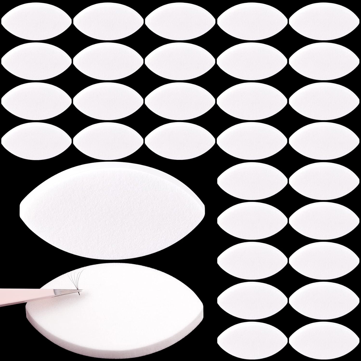 OIIKI 60 esponjas de práctica en forma de ojo, esponja de ejercicio de pestañas, color blanco, esponjas de práctica para principiantes, suministros
