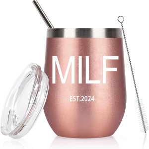 Regalos para nueva mamá, vaso de vino MILF Est 2024, divertida idea de regalo para mamá primeriza, cumpleaños, día de la madre, regalos de Navidad Regalos para nueva mamá, vaso de vino MILF Est 2024, divertida idea de regalo para mamá primeriza, cumpleaños, día de la madre, regalos de Navidad