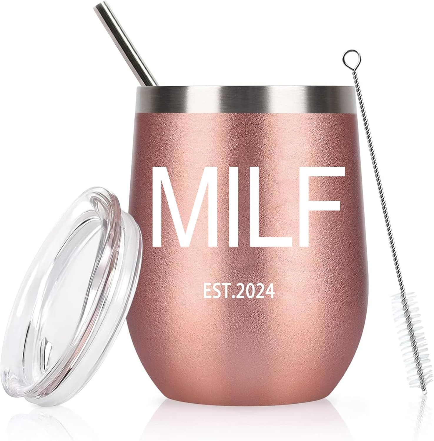 Regalos para nueva mamá, vaso de vino MILF Est 2024, divertida idea de regalo para mamá primeriza, cumpleaños, día de la madre, regalos de Navidad