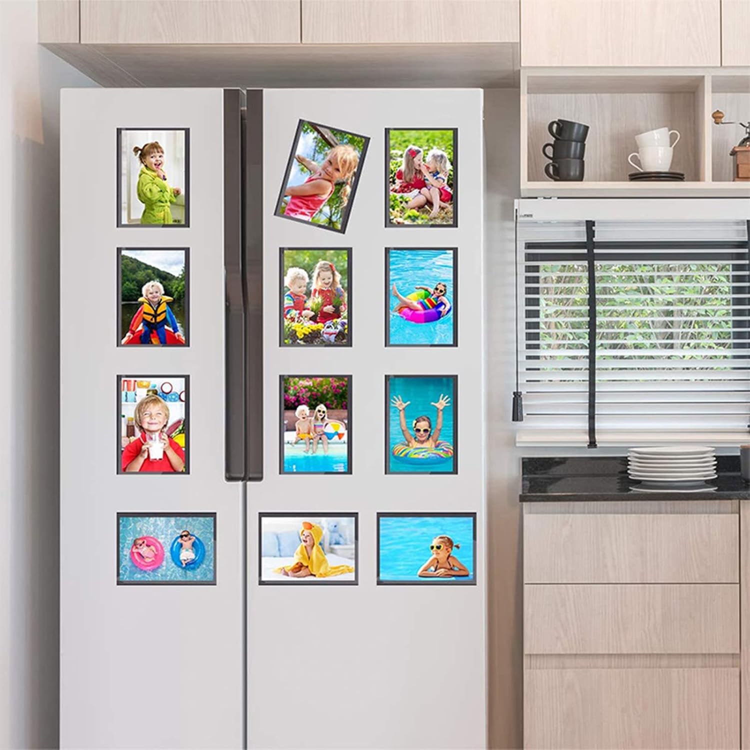 Paquete de 5 marcos magnéticos para refrigerador, con capacidad para fotos de 4 x 6 pulgadas, marcos de fotos magnéticos para refrigerador, color