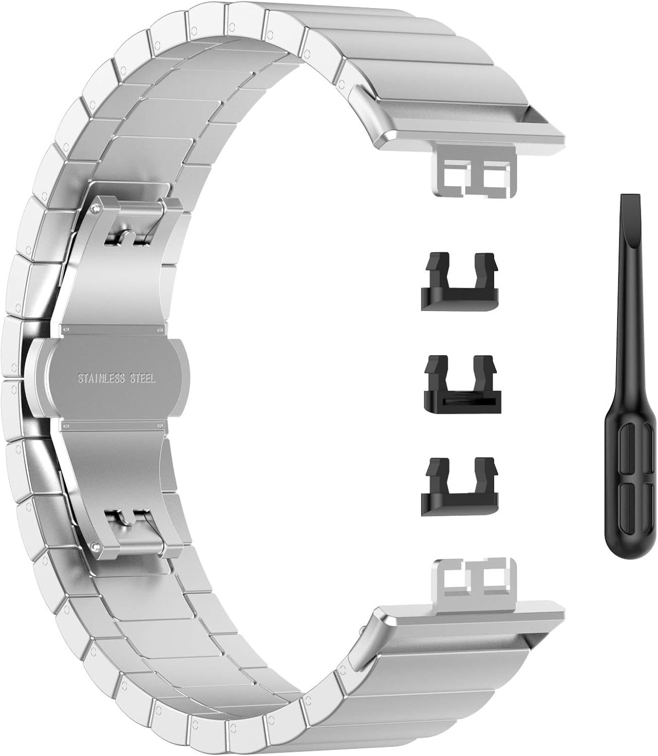 BabyValley banda compatible con Huawei Watch Fit Band correa de acero inoxidable pulsera de metal con herramientas pulsera de repuesto para reloj