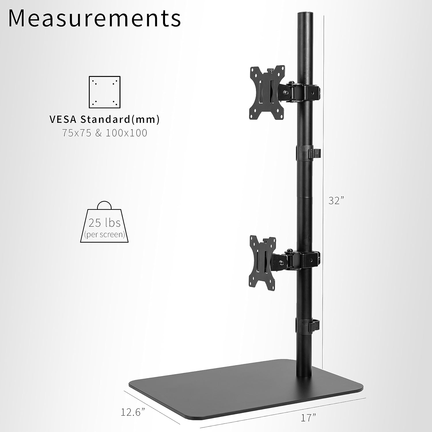 VIVO Soporte de escritorio para monitor ultra ancho doble apilado verticalmente, montaje ajustable extra alto para 2 pantallas ultraanchas de hasta