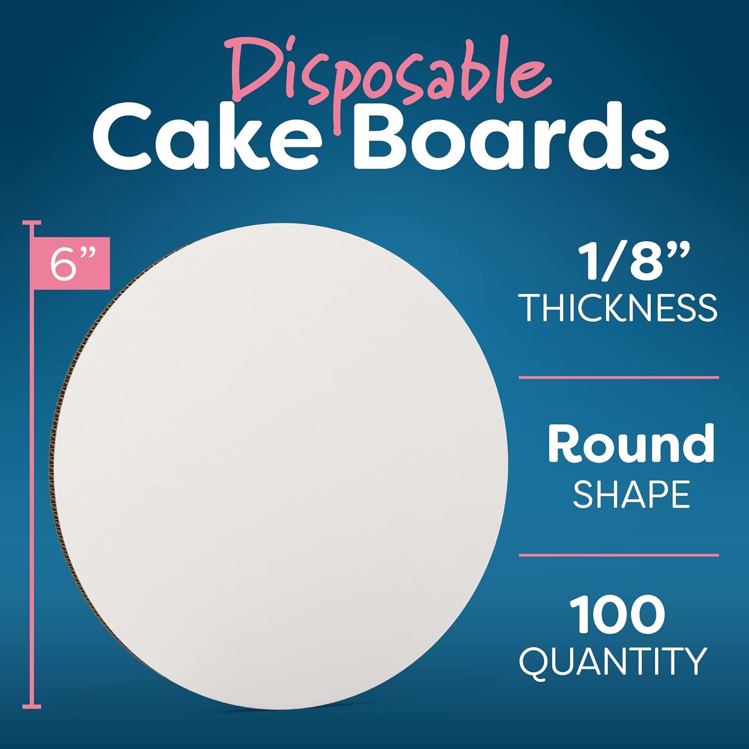 Tableros redondos blancos para tartas, paquete de 100 unidades, 6 pulgadas, círculos redondos de cartón para tartas, bandeja base desechable para