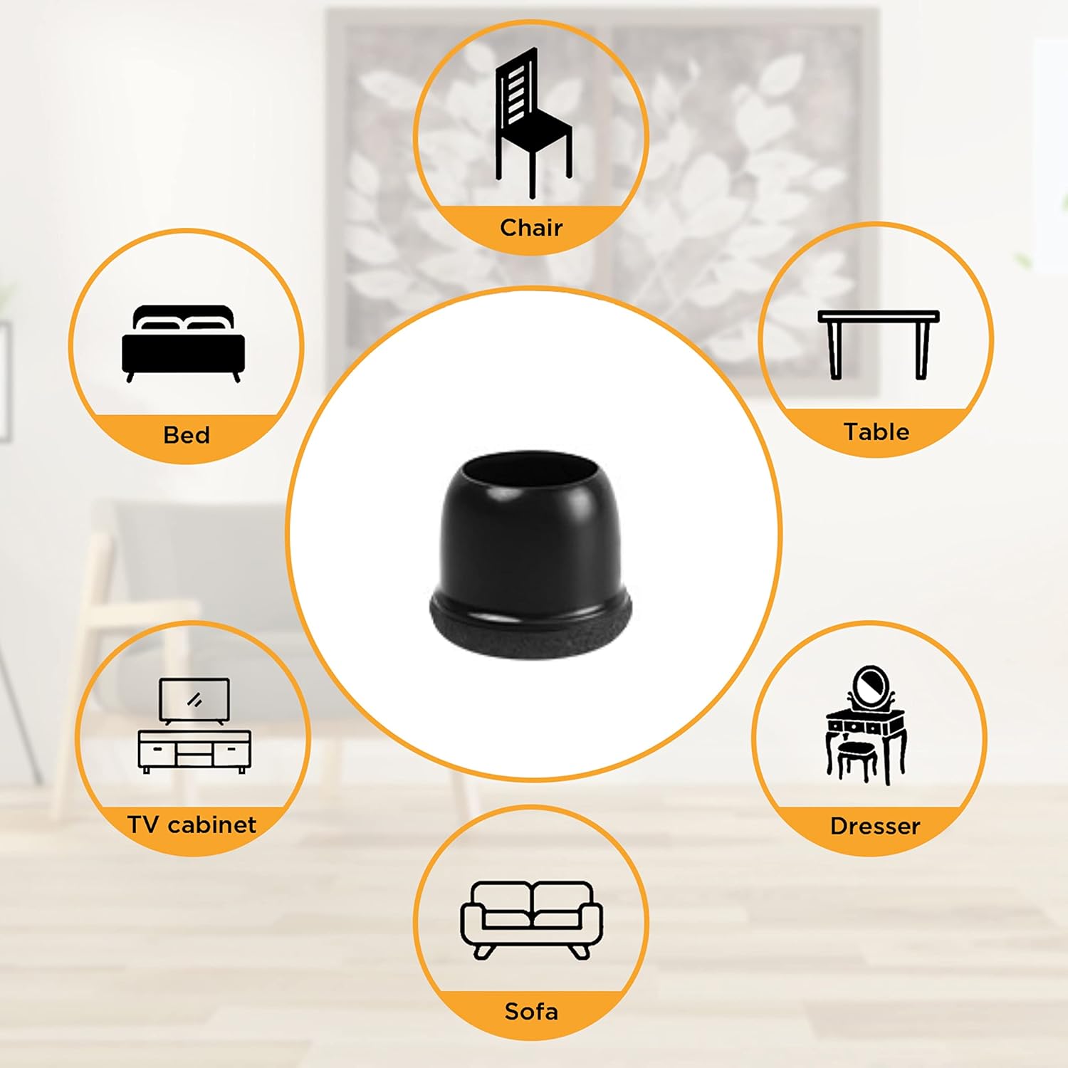CHWM – 24 protectores cuadrados de silicona y fieltro para las patas de las sillas y los muebles, antirruido, antirrayones, XS, 0.5 x 0.75pulgadas
