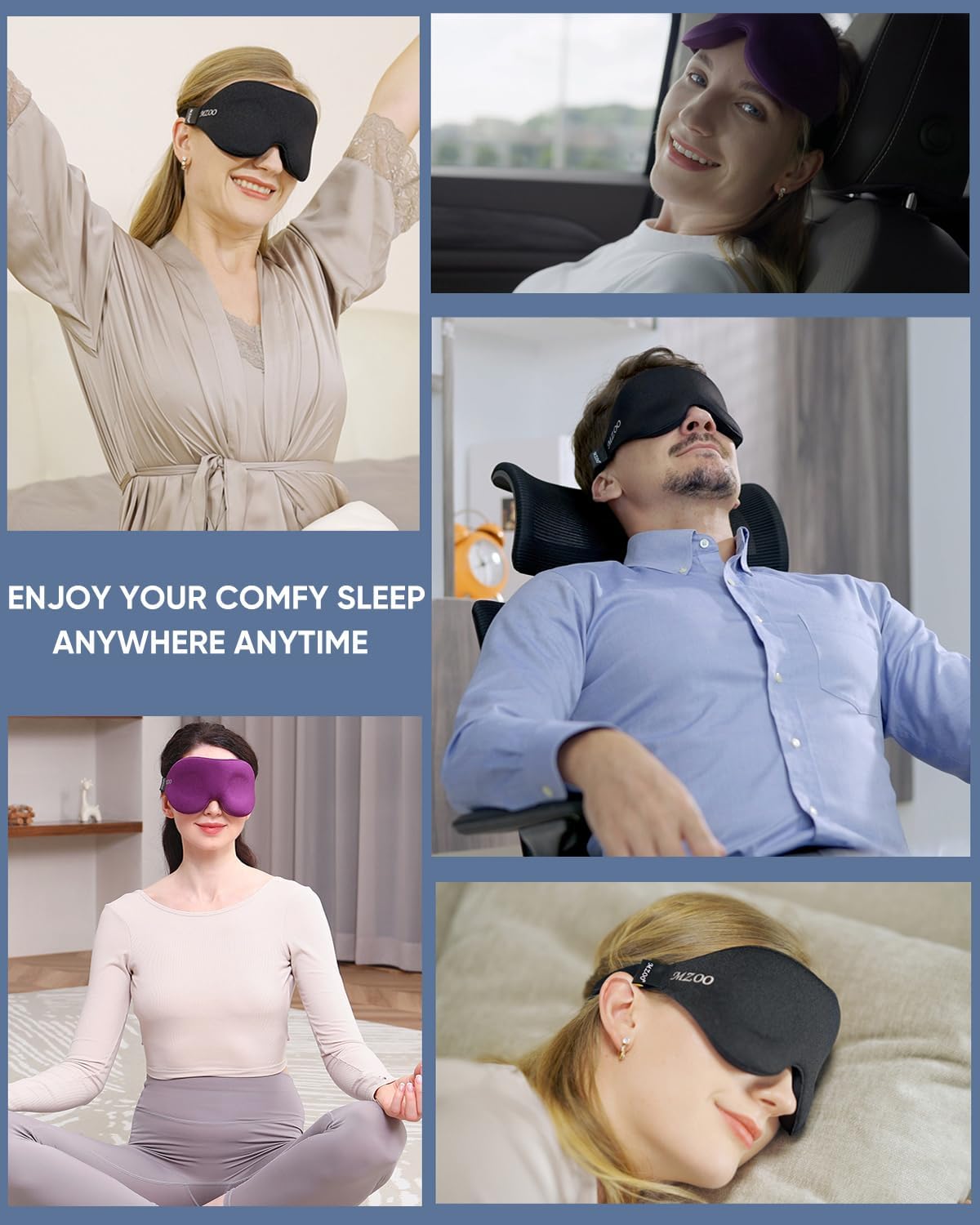 MZOO – Máscara de dormir para hombres y mujeres, contorneado 3D en máscara de dormir y venda con tapón para los oídos, máscara de sueño con moldeado