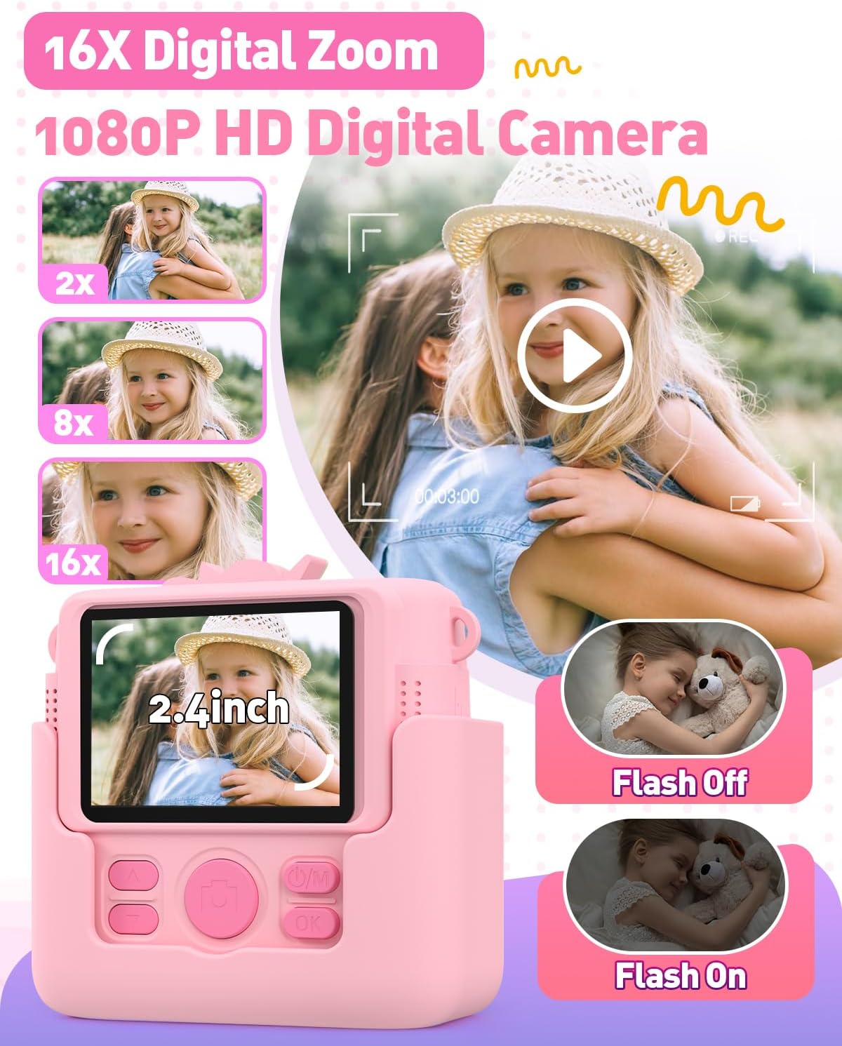 Impresión instantánea con cubierta de silicona, regalos creativos para niñas de 4 a 12 años, cumpleaños, Navidad, juguete de cámara digital 1080P