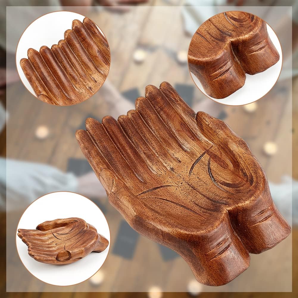 AHANDMAKER Cuenco decorativo a mano tallada, soporte de cristal para exhibición de piedras, bandeja de cristal, estante de exhibición de cristal,