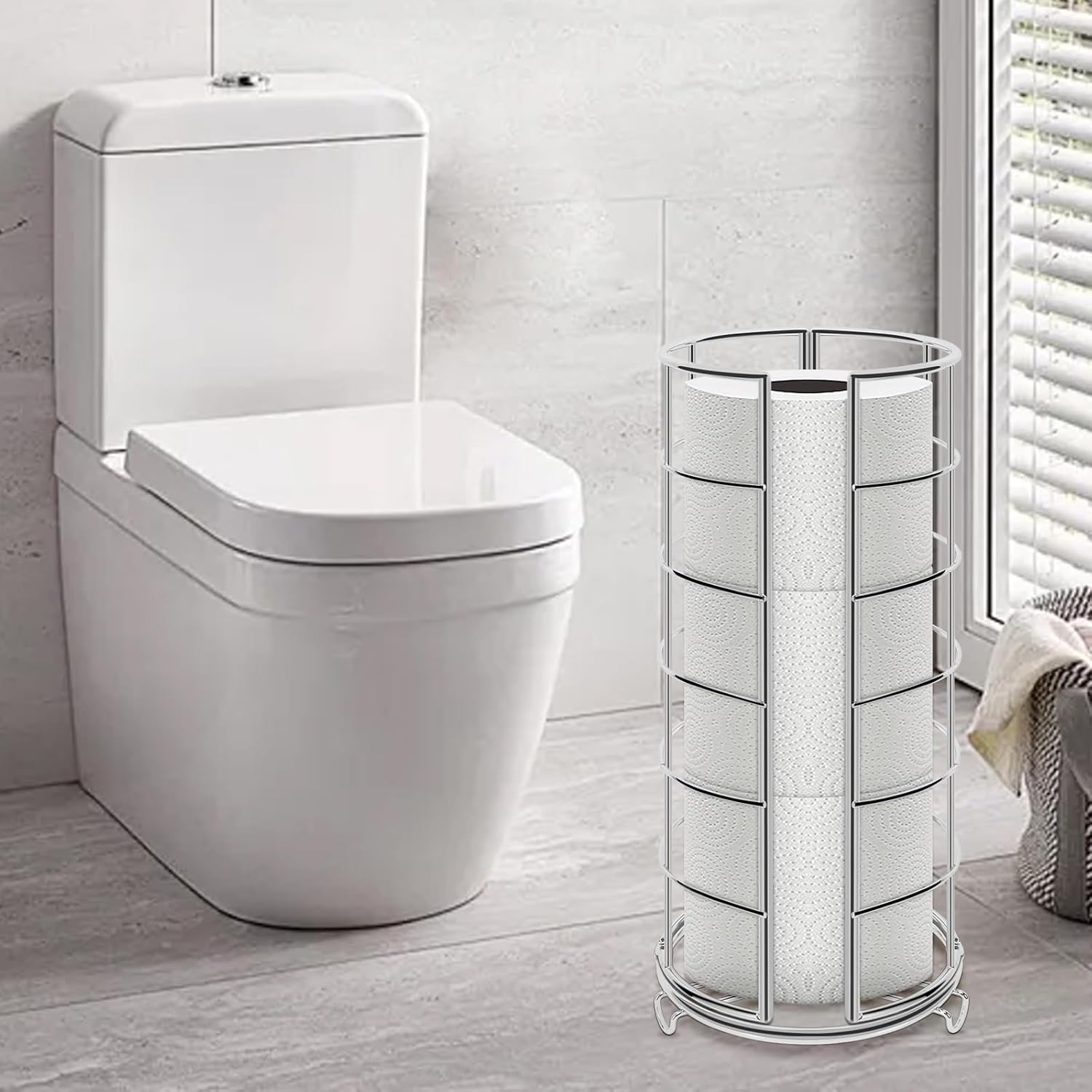 NearMoon Soporte organizador de papel higiénico, almacenamiento de 3 rollos de papel higiénico, accesorio de baño de metal, soporte de rollo