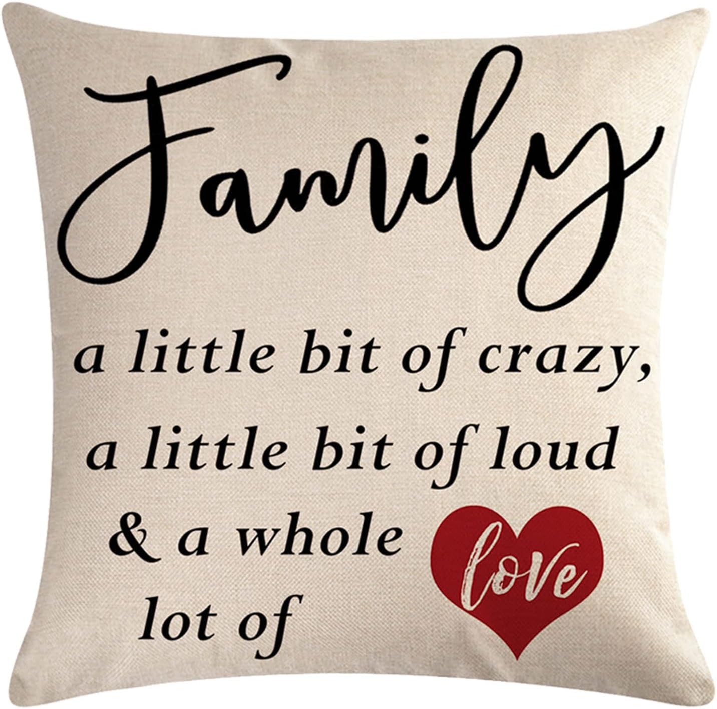 Paquete de 4 fundas de almohada con citas familiares, rústicas para el hogar, palabras de amor, corazón rojo, país, fundas de cojín de decoración
