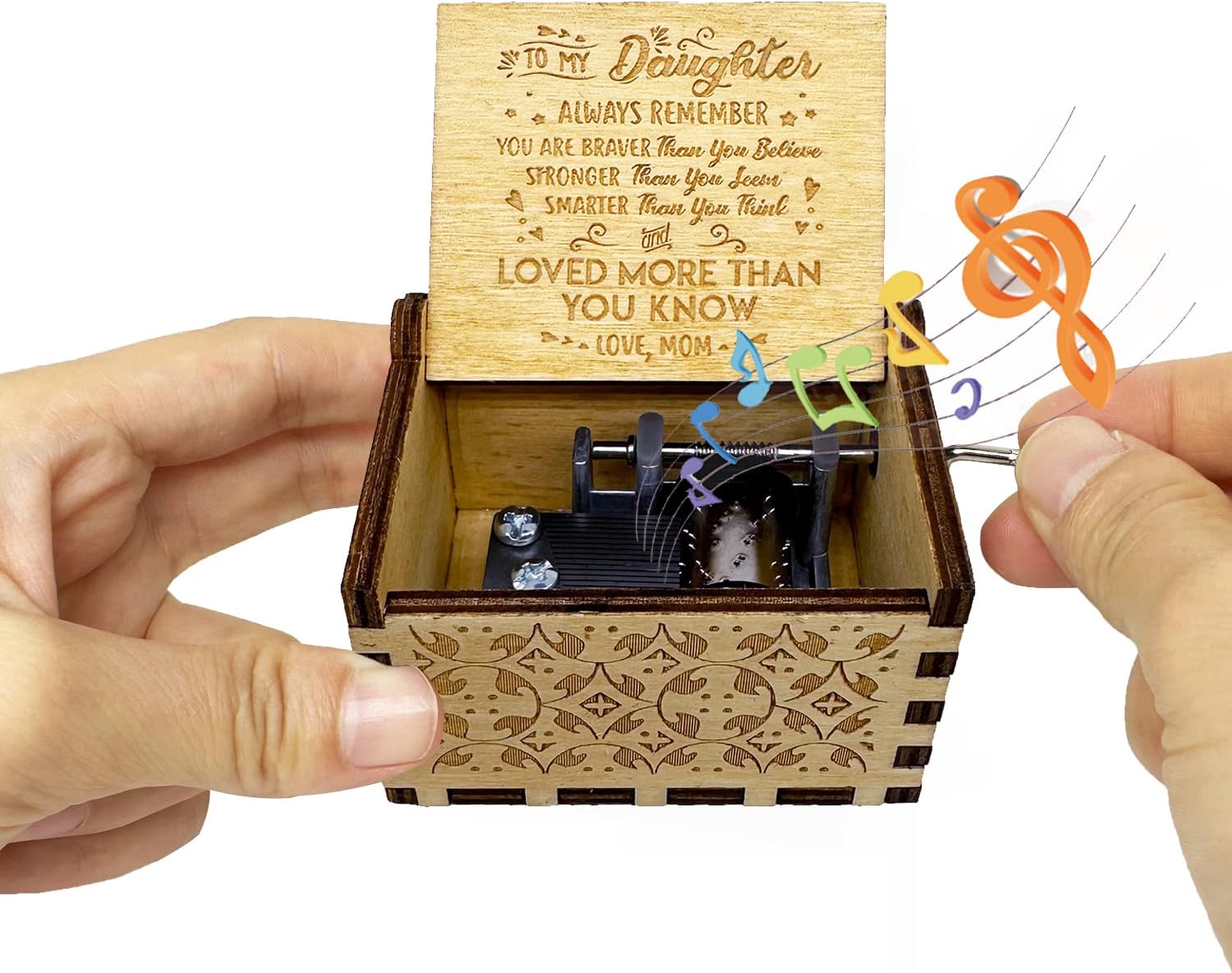 Caja de música You are My Sunshine from Mom to Daughter, manivela clásica grabada, cajas musicales grabadas, regalos de recuerdo para hija de mamá