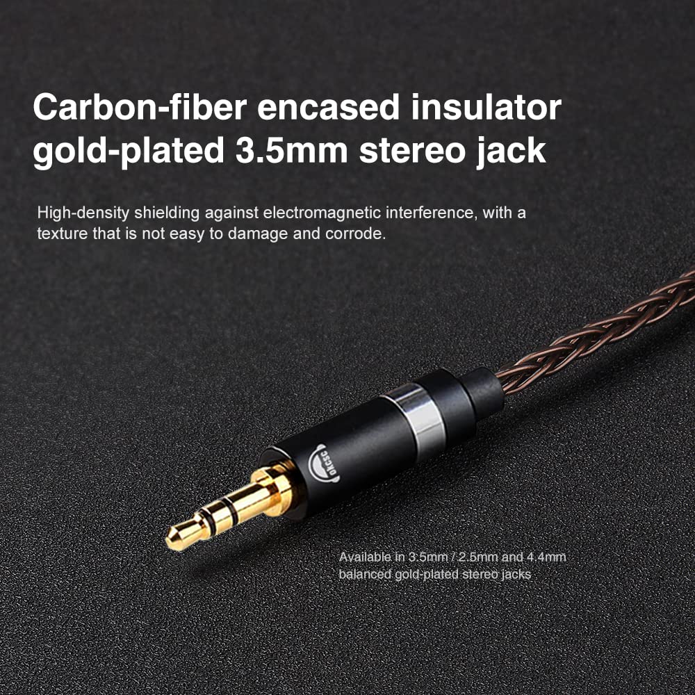 okcsc Cable de repuesto de 2 pines de 0.75, 8 núcleos, chapado en oro con enchufe de 3.5, cable de extensión de repuesto para KZ AS10 ZS10 ZS6 ZSR