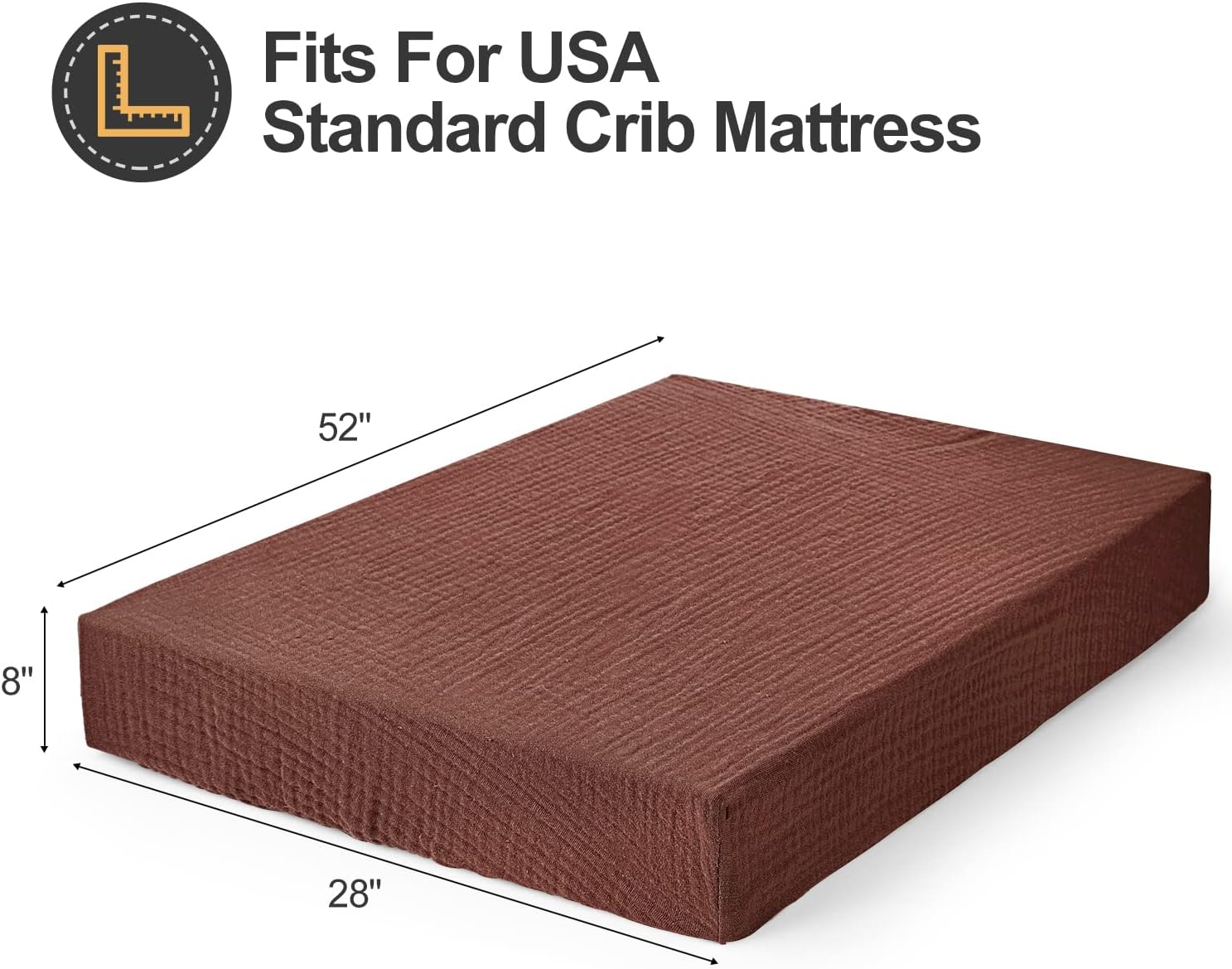 Super Juniors Muslin Baby Fitted Crib Sheet,Extra Cozy Soft Breathable Crib Mattress Sheets for Boys and Girls,28×52(Coffee)