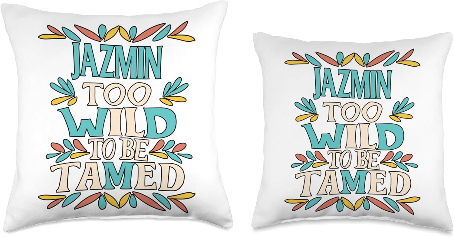 Wildflower Gift For Women Gift For JAZMIN Cute Retro Girls Wildflower Jazmin Name Throw Pillow, 16×16, Multicolor